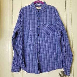 ORIGINAL PENGUIN slim fit purple plaid button down long sleeve shirt